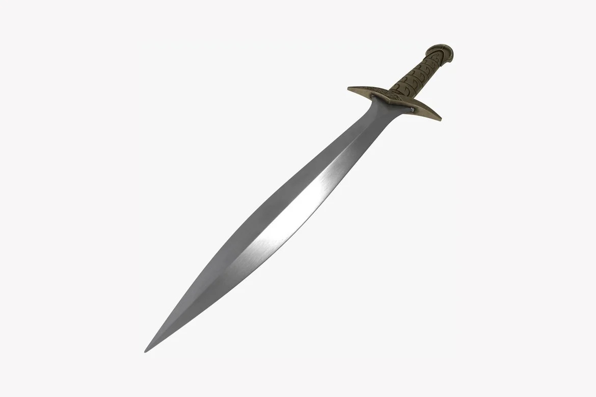 Sword with ornate handle and decorated blade_0060