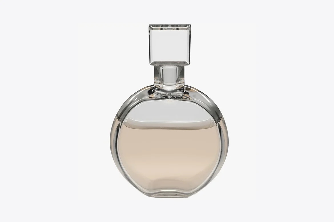 Clear glass perfume bottle with dual square stoppers_0077