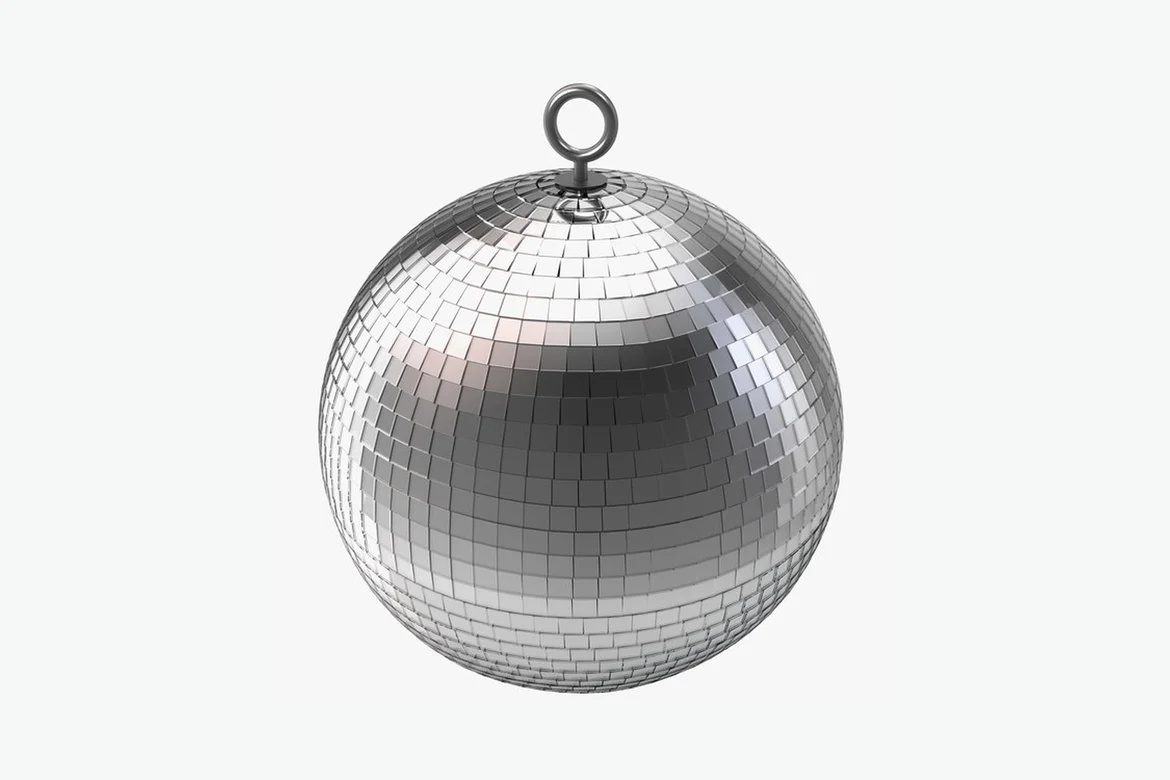 Spherical mirrored mosaic sphere with suspension ring_0084