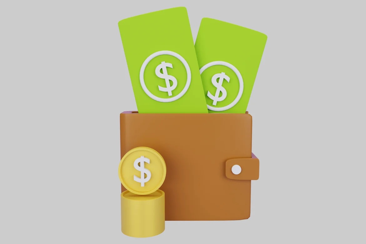 Decorative Wallet with Dollar Symbols and Inbuilt Coin_0096
