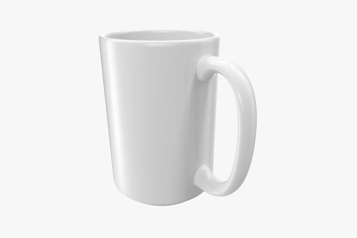 White ceramic mug with elongated handle_0112